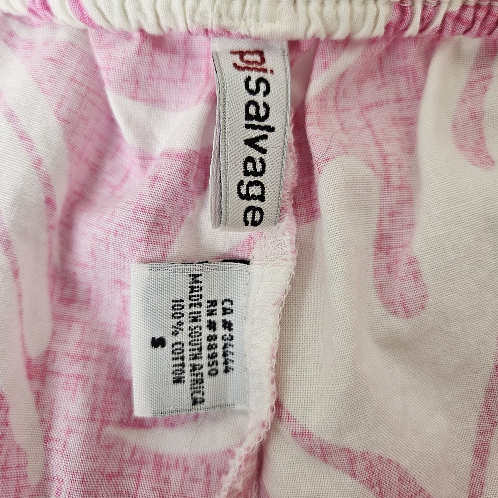 PJ Salvage Women's Small Lounge Pants Pink Tropical Cotton Lightweight Pajama - Picture 3 of 16